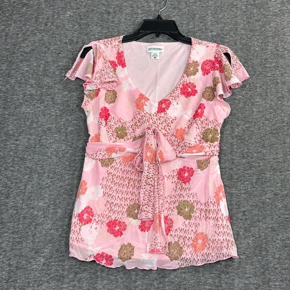 Vintage Y2K Motherhood Maternity Babydoll Top size Small Pink Floral - Picture 2 of 7